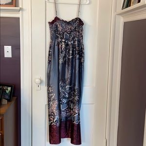 Strapless or Spaghetti Strap Silk Maxi Dress